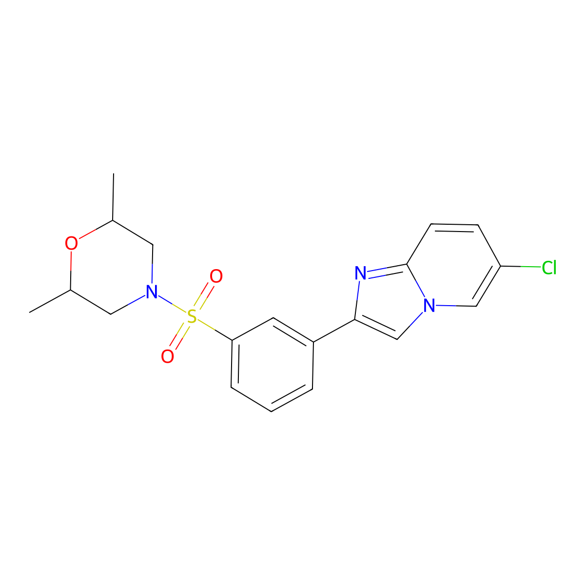 6-Chloro-2-{3-[(2,6-dimethylmorpholin-4-yl)sulfonyl]phenyl}imidazo[1,2-a]pyridine molecular structure, CAS 847181-75-3
