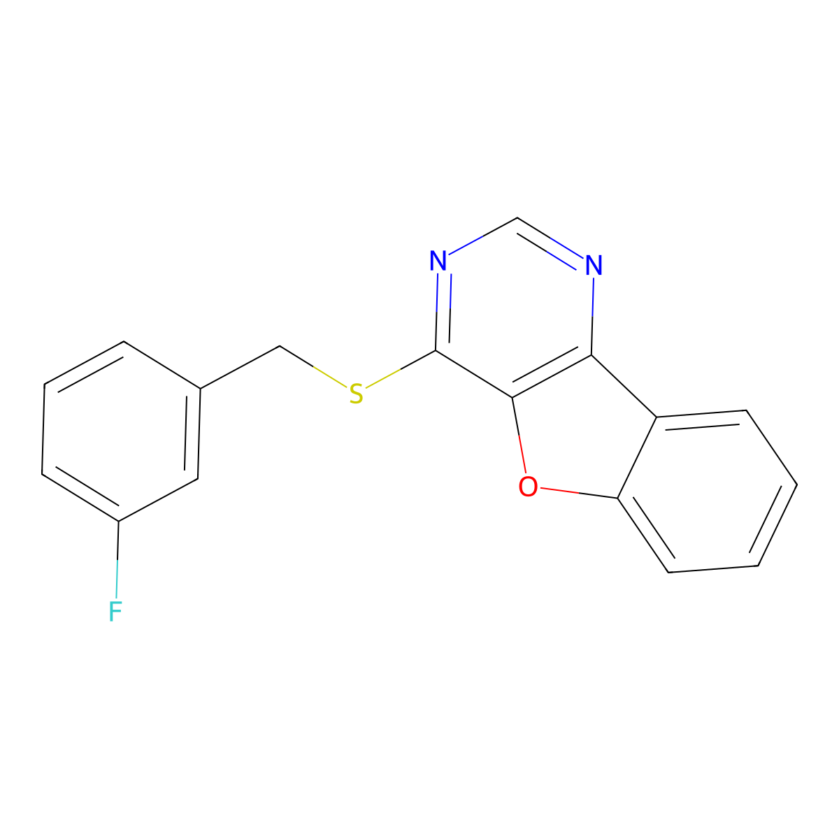 4-((3-Fluorobenzyl)thio)benzofuro[3,2-d]pyrimidine molecular structure, CAS 847182-13-2