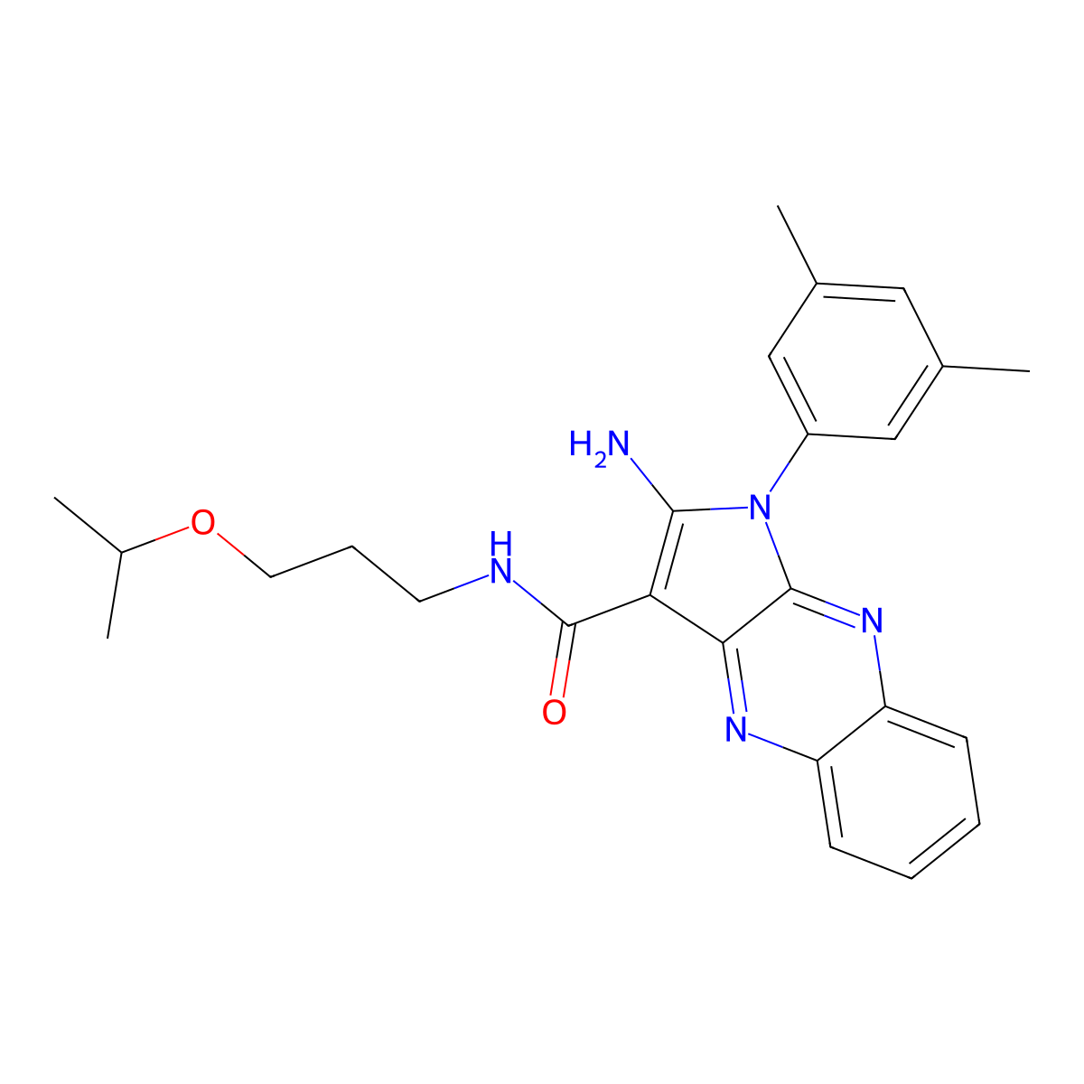 2-amino-1-(3,5-dimethylphenyl)-N-(3-isopropoxypropyl)-1H-pyrrolo[2,3-b]quinoxaline-3-carboxamide molecular structure, CAS 847182-23-4