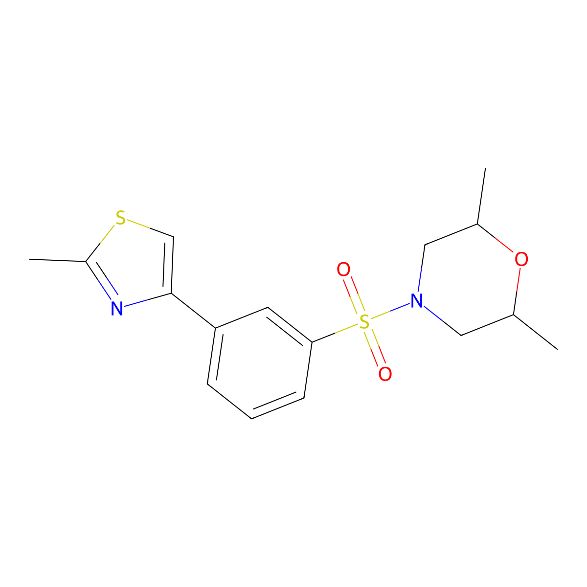 2,6-Dimethyl-4-{[3-(2-methyl-1,3-thiazol-4-yl)phenyl]sulfonyl}morpholine molecular structure, CAS 847182-37-0