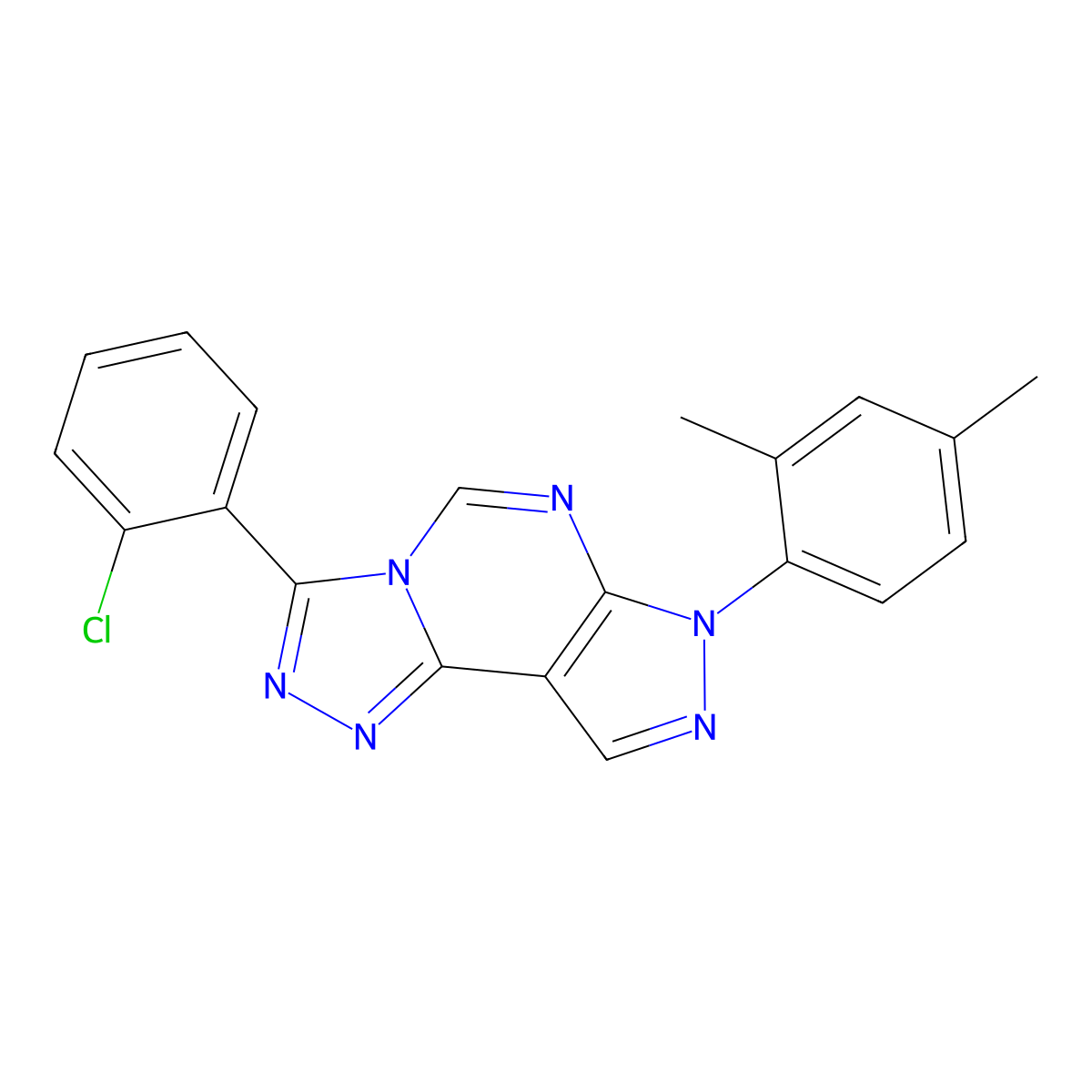 3-(2,4-Dimethylphenyl)-7-(2-chlorophenyl)-6-hydropyrazolo[5,4-d]1,2,4-triazolo [4,3-e]pyrimidine molecular structure, CAS 847182-47-2