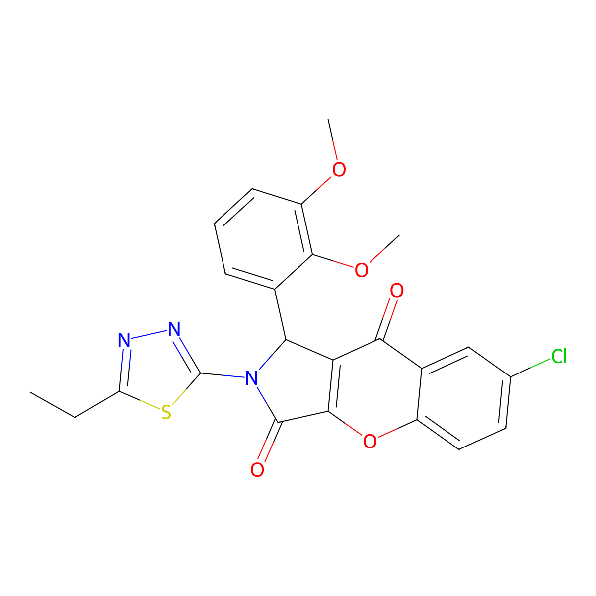 7-Chloro-1-(2,3-dimethoxyphenyl)-2-(5-ethyl-1,3,4-thiadiazol-2-yl)-1,2-dihydrochromeno[2,3-c]pyrrole-3,9-dione molecular structure, CAS 847182-54-1