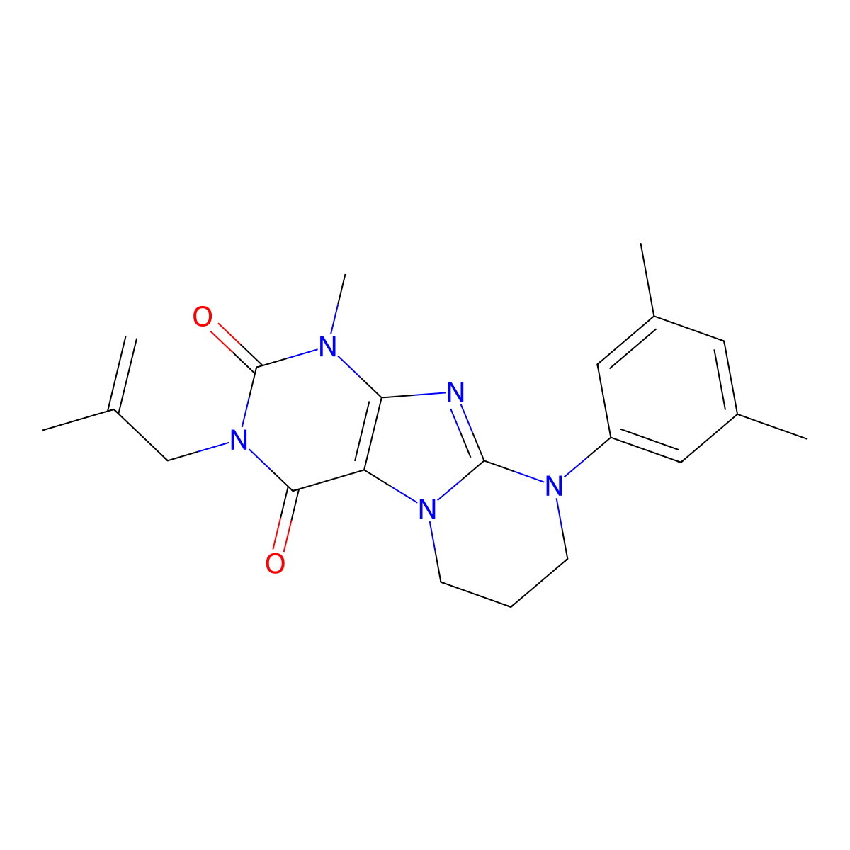 9-(3,5-dimethylphenyl)-1-methyl-3-(2-methylprop-2-enyl)-7,8-dihydro-6H-purino[7,8-a]pyrimidine-2,4-dione molecular structure, CAS 847183-15-7