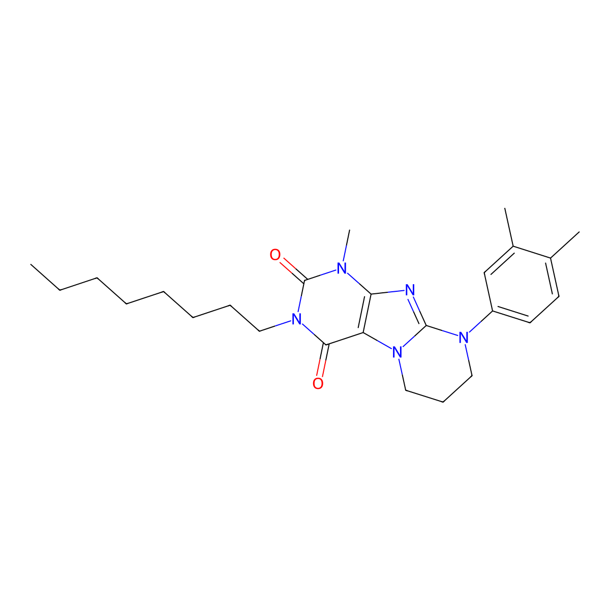 9-(3,4-dimethylphenyl)-1-methyl-3-octyl-7,8-dihydro-6H-purino[7,8-a]pyrimidine-2,4-dione molecular structure, CAS 847183-38-4