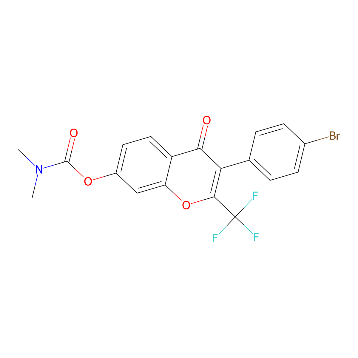 3-(4-bromophenyl)-4-oxo-2-(trifluoromethyl)-4H-chromen-7-yl dimethylcarbamate molecular structure, CAS 847183-65-7