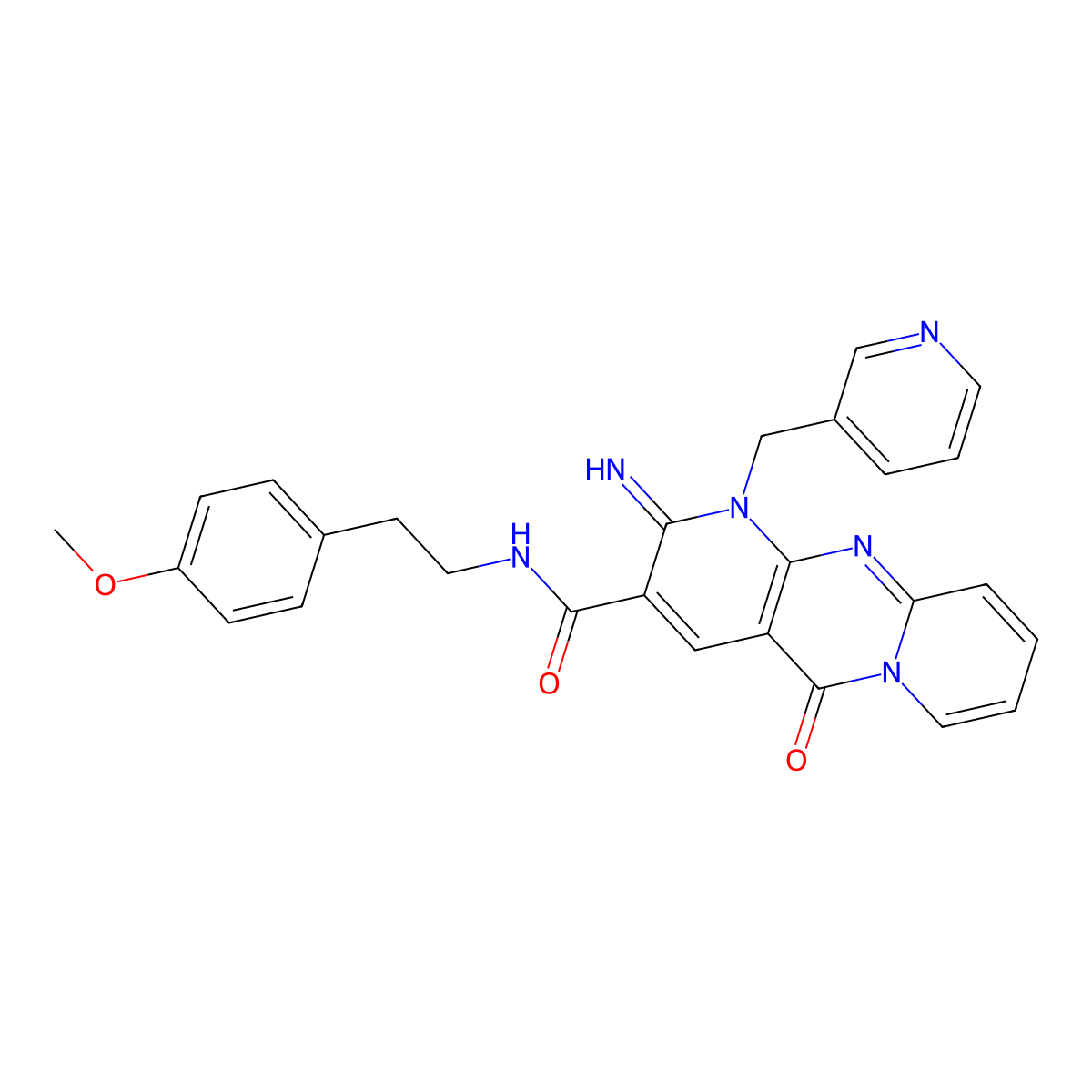 2-imino-N~3~-(4-methoxyphenethyl)-5-oxo-1-(3-pyridylmethyl)-1,5-dihydro-2H-dipyrido[1,2-a:2,3-d]pyrimidine-3-carboxamide molecular structure, CAS 847183-79-3
