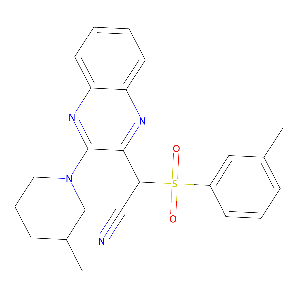 2-(3-(3-Methylpiperidin-1-yl)quinoxalin-2-yl)-2-(m-tolylsulfonyl)acetonitrile molecular structure, CAS 847184-51-4