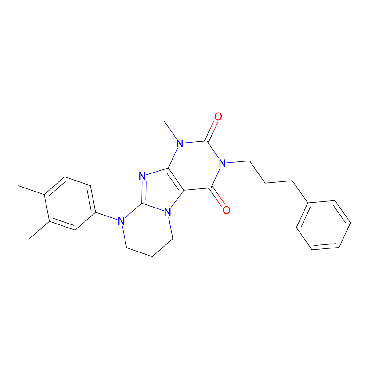 9-(3,4-dimethylphenyl)-1-methyl-3-(3-phenylpropyl)-7,8-dihydro-6H-purino[7,8-a]pyrimidine-2,4-dione molecular structure, CAS 847184-95-6