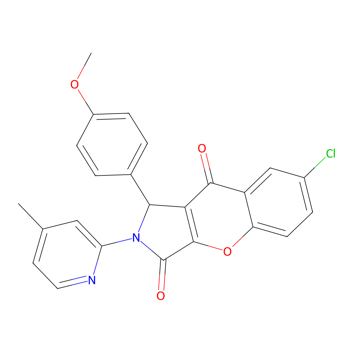 7-Chloro-1-(4-methoxyphenyl)-2-(4-methyl-2-pyridinyl)-1,2-dihydrochromeno[2,3-c]pyrrole-3,9-dione molecular structure, CAS 847185-00-6