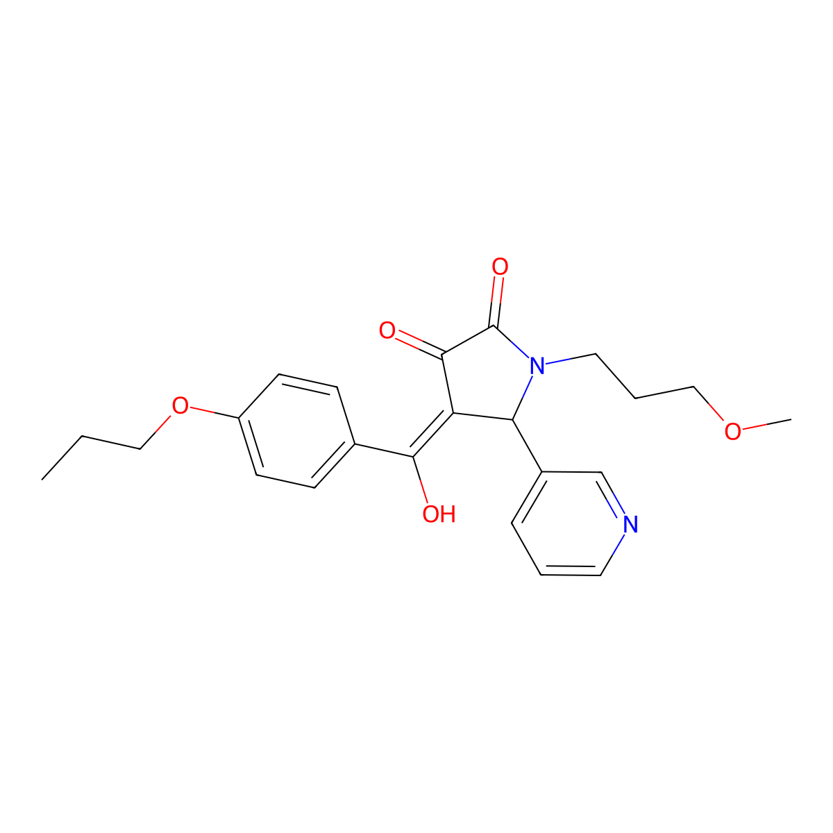 4-[Hydroxy-(4-propoxyphenyl)methylidene]-1-(3-methoxypropyl)-5-pyridin-3-ylpyrrolidine-2,3-dione molecular structure, CAS 847185-03-9
