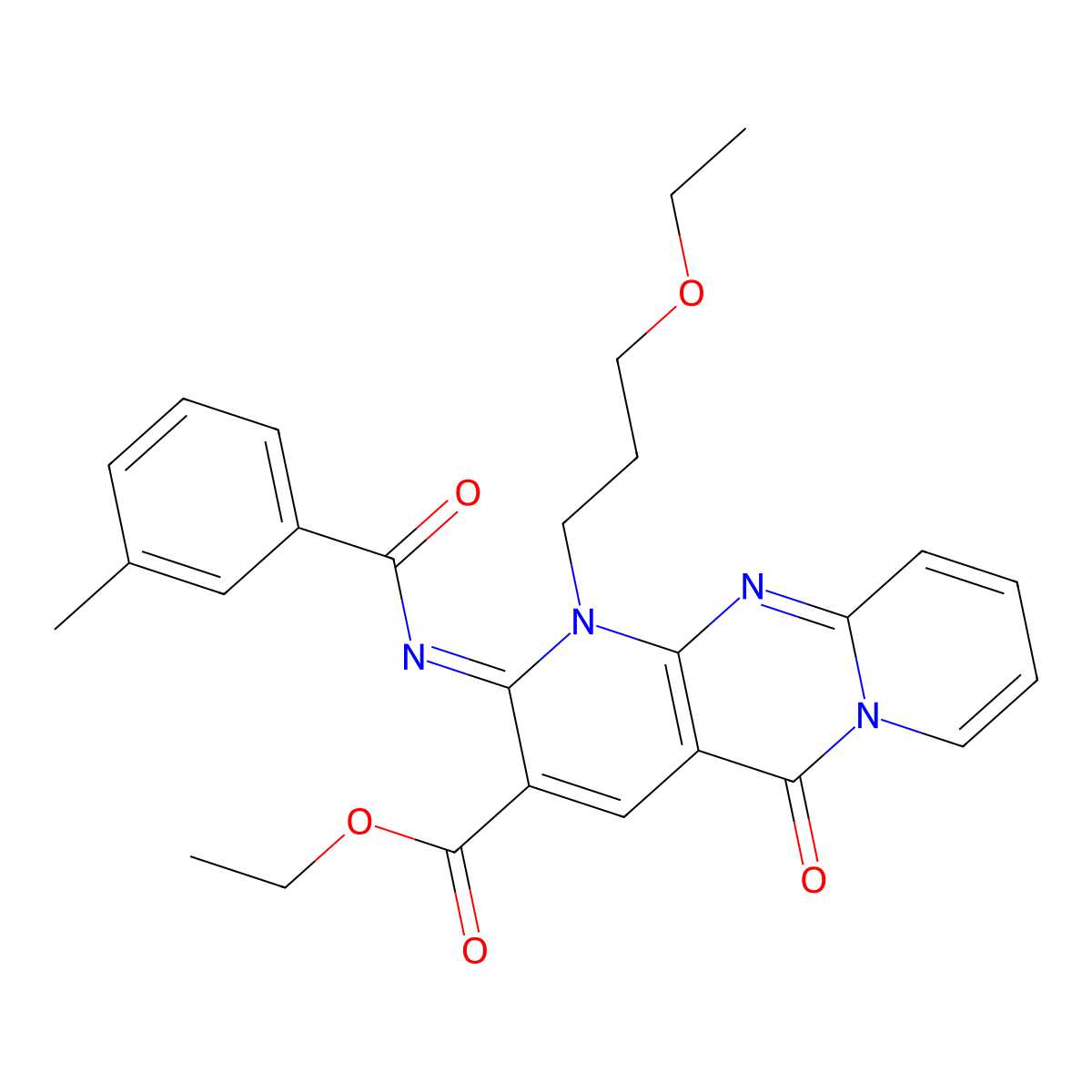 ethyl 1-(3-ethoxypropyl)-2-[(3-methylbenzoyl)imino]-5-oxo-1,5-dihydro-2H-dipyrido[1,2-a:2,3-d]pyrimidine-3-carboxylate molecular structure, CAS 847185-06-2