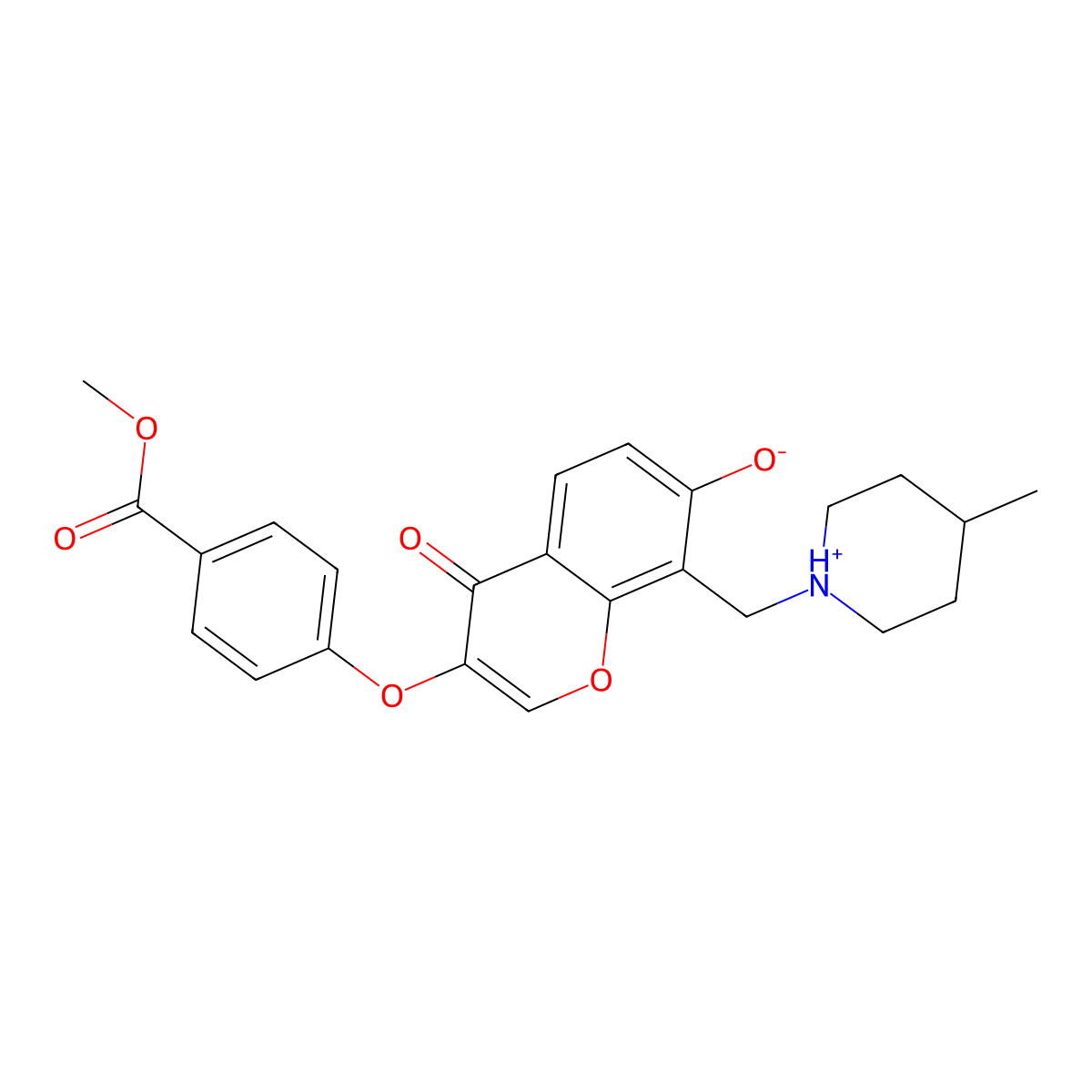 methyl 4-((7-hydroxy-8-((4-methylpiperidin-1-yl)methyl)-4-oxo-4H-chromen-3-yl)oxy)benzoate molecular structure, CAS 847185-23-3