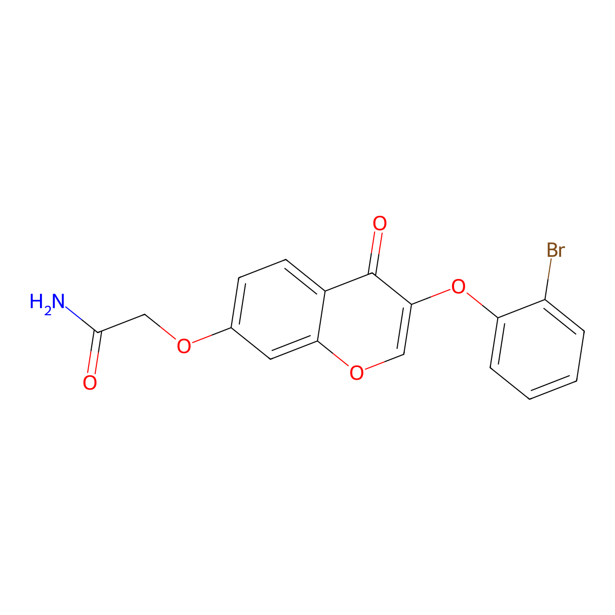 2-((3-(2-bromophenoxy)-4-oxo-4H-chromen-7-yl)oxy)acetamide molecular structure, CAS 847185-24-4