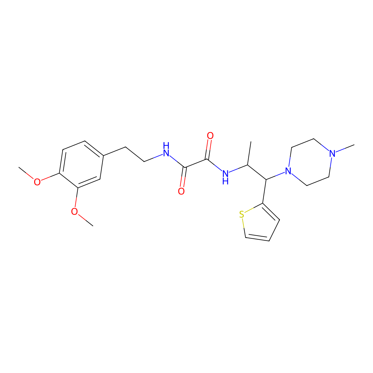N'-[2-(3,4-dimethoxyphenyl)ethyl]-N-[1-(4-methylpiperazin-1-yl)-1-(thiophen-2-yl)propan-2-yl]ethanediamide molecular structure, CAS 847192-83-0