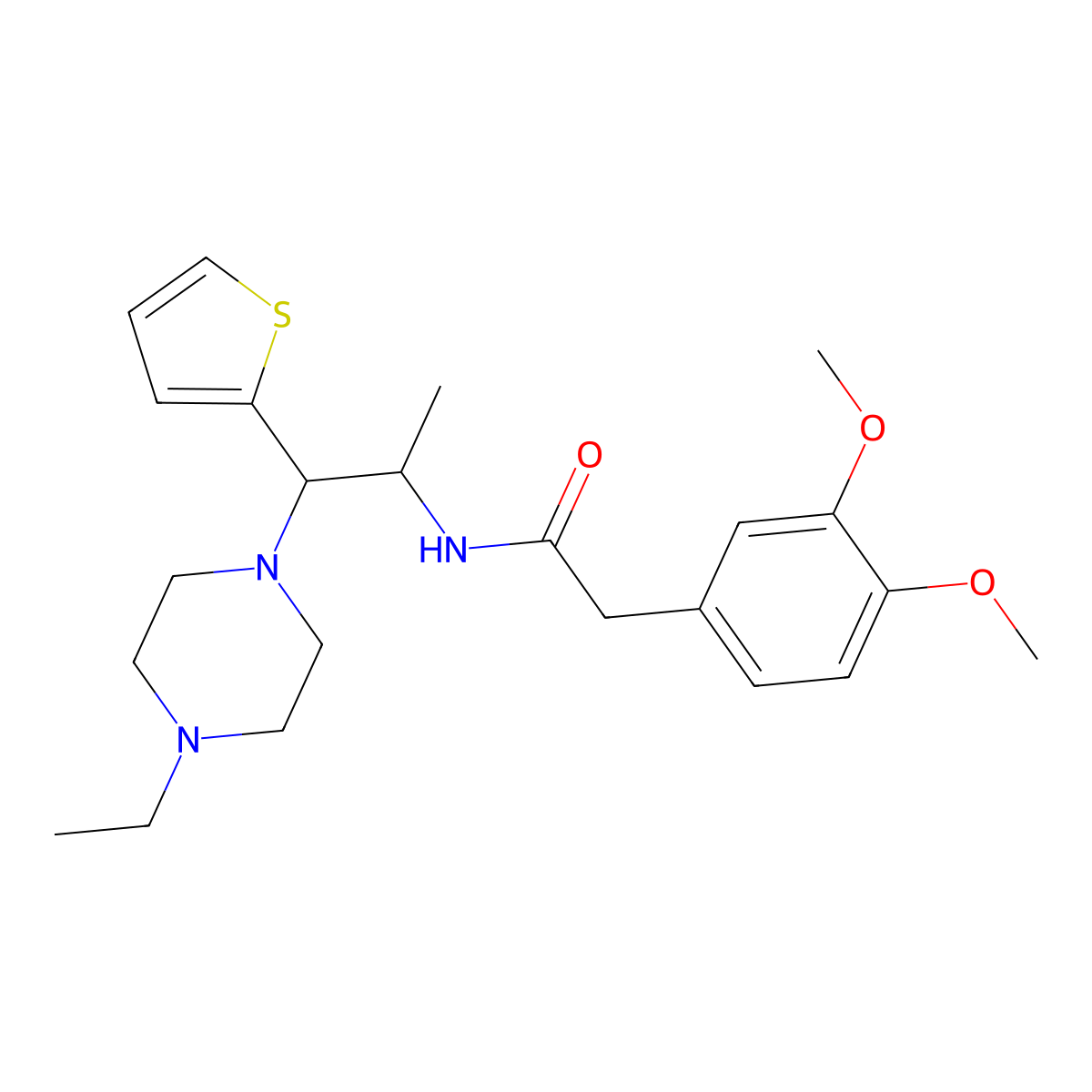 2-(3,4-Dimethoxyphenyl)-N-[1-(4-ethylpiperazin-1-YL)-1-(thiophen-2-YL)propan-2-YL]acetamide molecular structure, CAS 847193-42-4