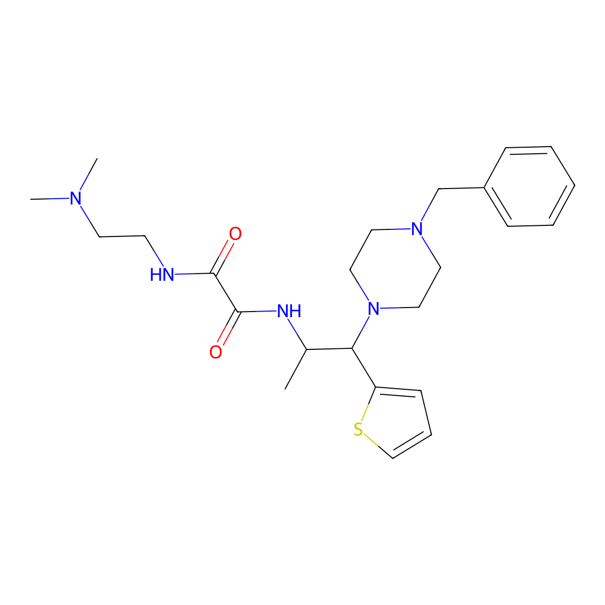 N-[2-(4-benzylpiperazin-1-yl)-1-methyl-2-thien-2-ylethyl]-N'-[2-(dimethylamino)ethyl]ethanediamide molecular structure, CAS 847194-28-9
