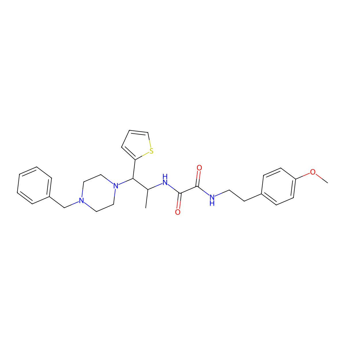 N1-(1-(4-benzylpiperazin-1-yl)-1-(thiophen-2-yl)propan-2-yl)-N2-(4-methoxyphenethyl)oxalamide molecular structure, CAS 847194-47-2