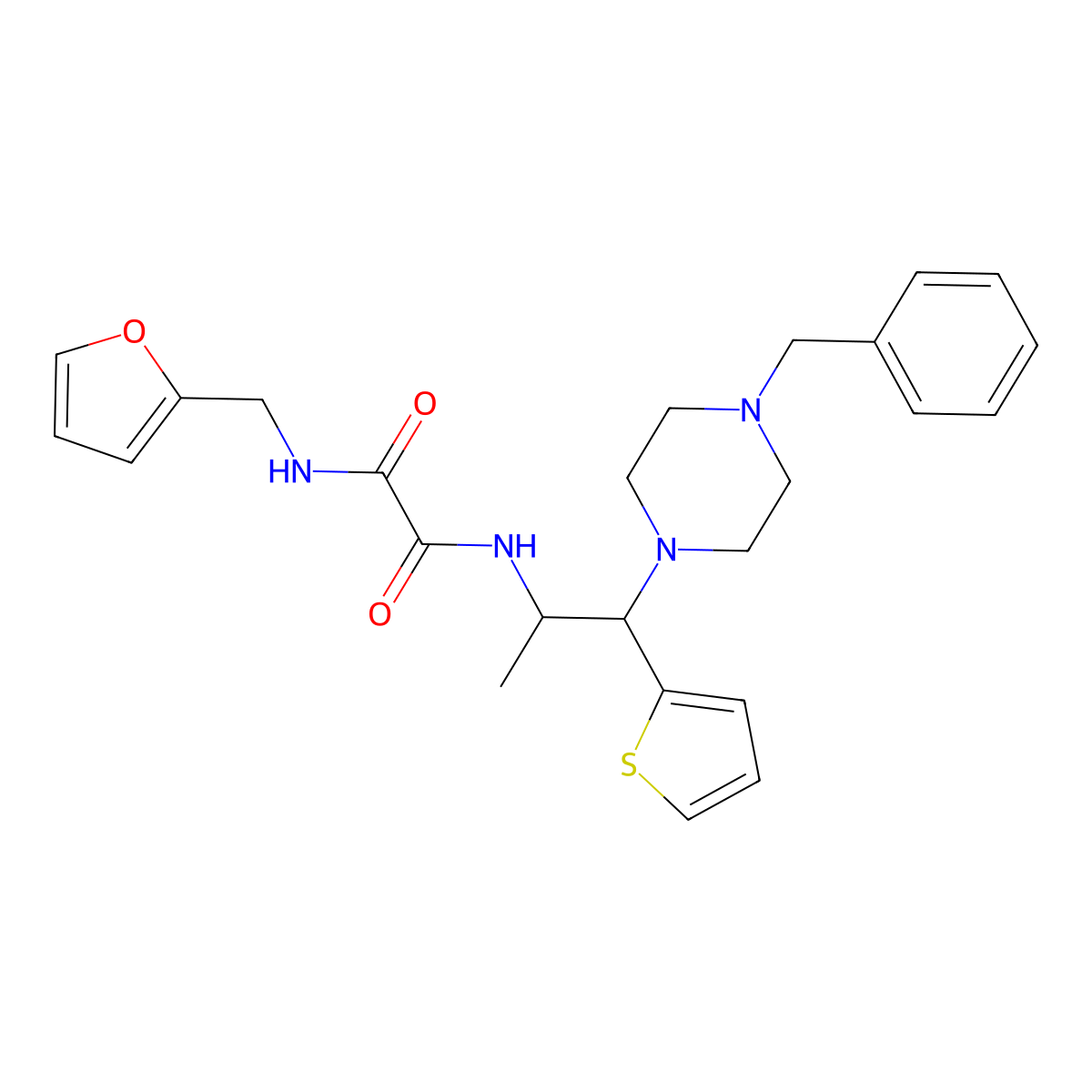 N1-(1-(4-benzylpiperazin-1-yl)-1-(thiophen-2-yl)propan-2-yl)-N2-(furan-2-ylmethyl)oxalamide molecular structure, CAS 847194-51-8