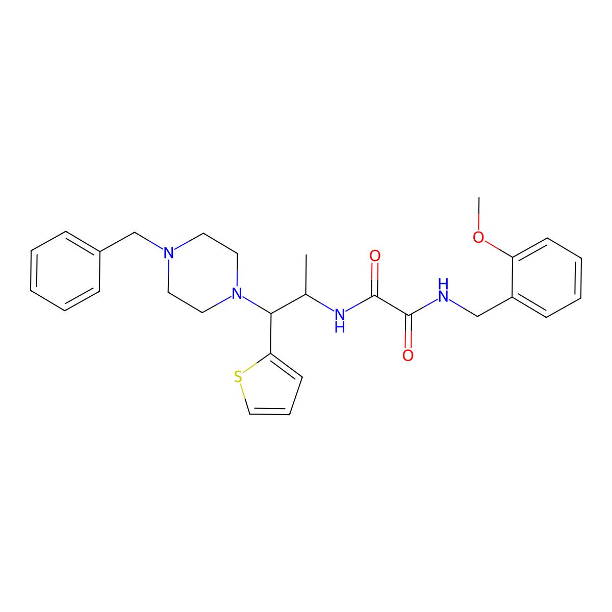 N1-(1-(4-benzylpiperazin-1-yl)-1-(thiophen-2-yl)propan-2-yl)-N2-(2-methoxybenzyl)oxalamide molecular structure, CAS 847194-53-0
