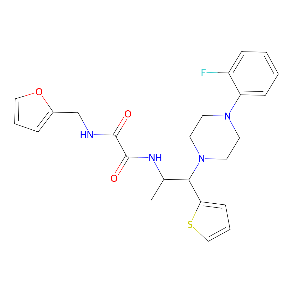 N'-{1-[4-(2-Fluorophenyl)piperazin-1-YL]-1-(thiophen-2-YL)propan-2-YL}-N-[(furan-2-YL)methyl]ethanediamide molecular structure, CAS 847194-94-9