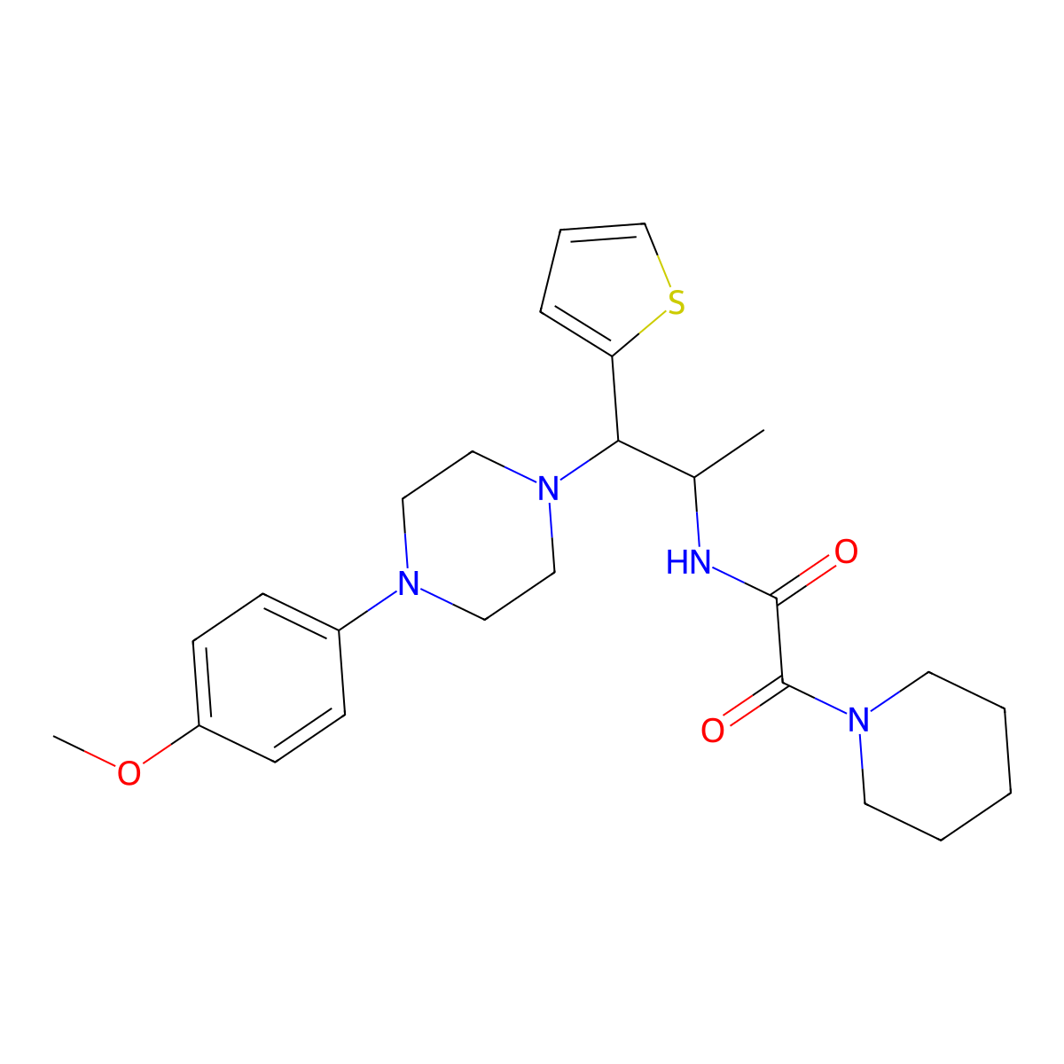 N-{2-[4-(4-methoxyphenyl)piperazin-1-yl]-1-methyl-2-thien-2-ylethyl}-2-oxo-2-piperidin-1-ylacetamide molecular structure, CAS 847195-76-0