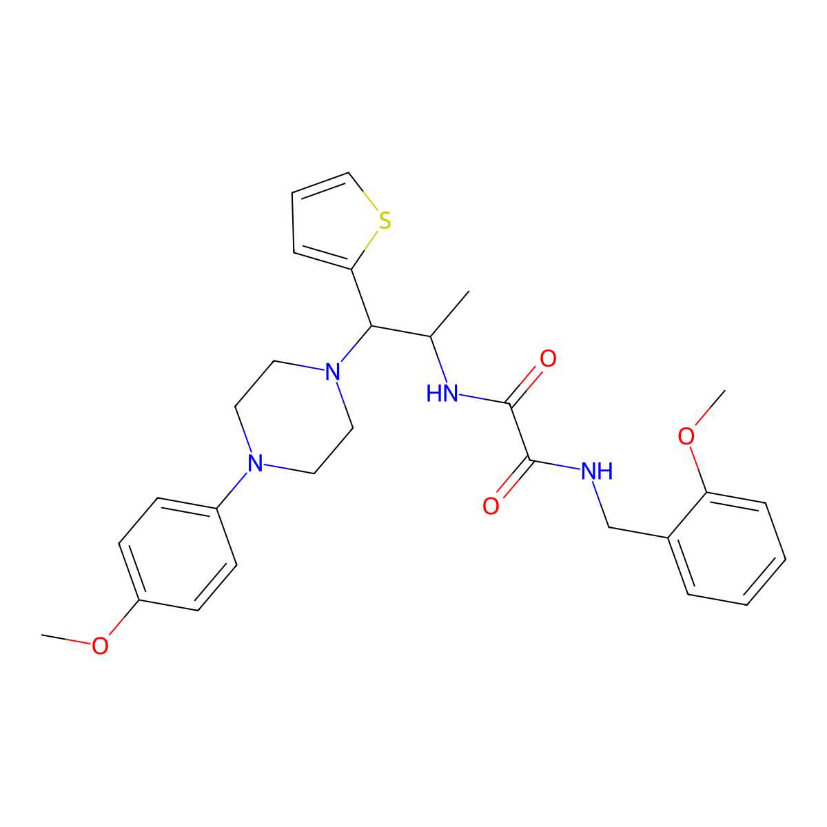 N'-[(2-Methoxyphenyl)methyl]-N-{1-[4-(4-methoxyphenyl)piperazin-1-YL]-1-(thiophen-2-YL)propan-2-YL}ethanediamide molecular structure, CAS 847195-89-5