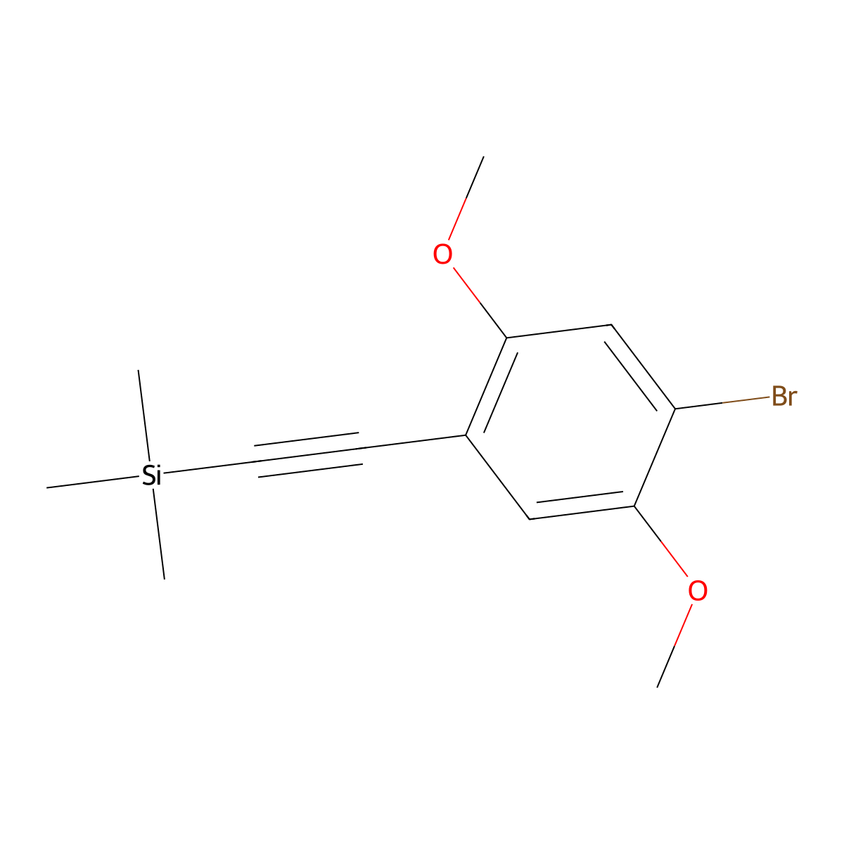 ((4-Bromo-2,5-dimethoxyphenyl)ethynyl)trimethylsilane molecular structure, CAS 847196-61-6