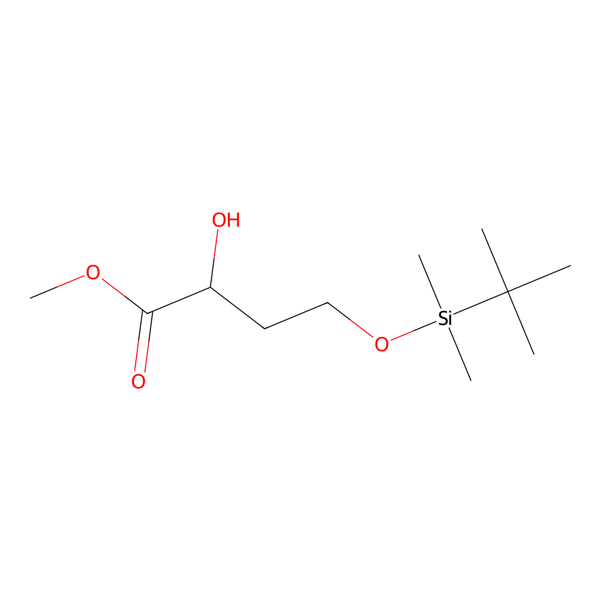 Methyl 4-((tert-butyldimethylsilyl)oxy)-2-hydroxybutanoate molecular structure, CAS 847199-27-3