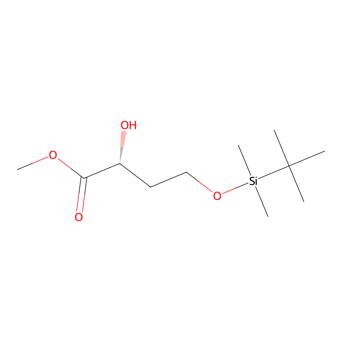 (R)-Methyl 4-((tert-butyldimethylsilyl)oxy)-2-hydroxybutanoate molecular structure, CAS 847199-32-0