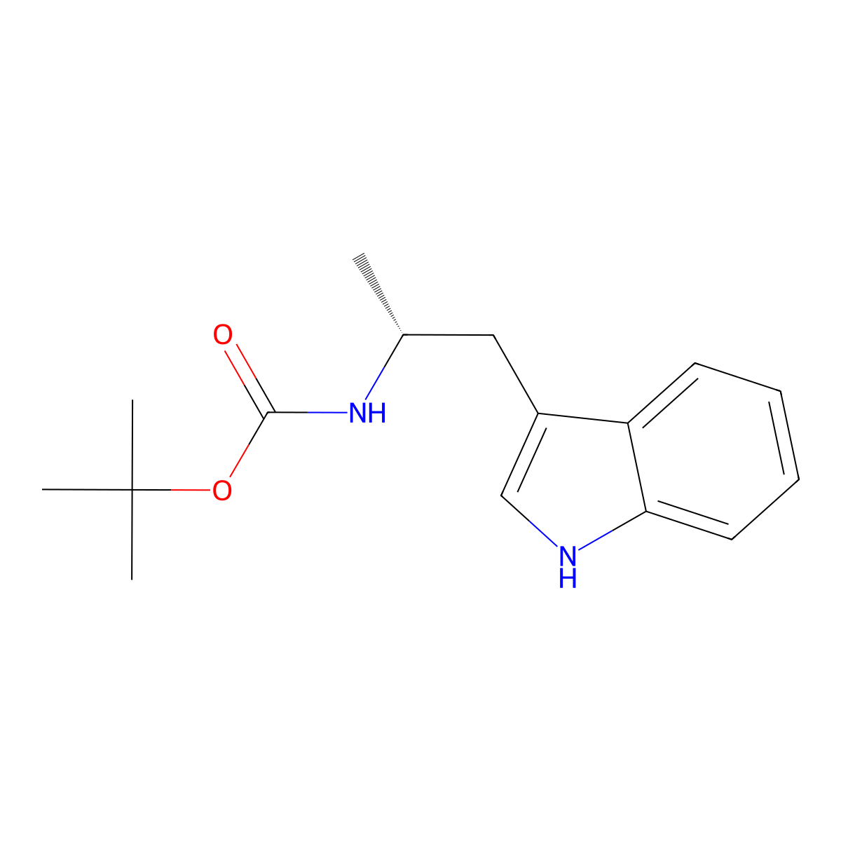 tert-butyl (R)-(1-(1H-indol-3-yl)propan-2-yl)carbamate molecular structure, CAS 847199-90-0