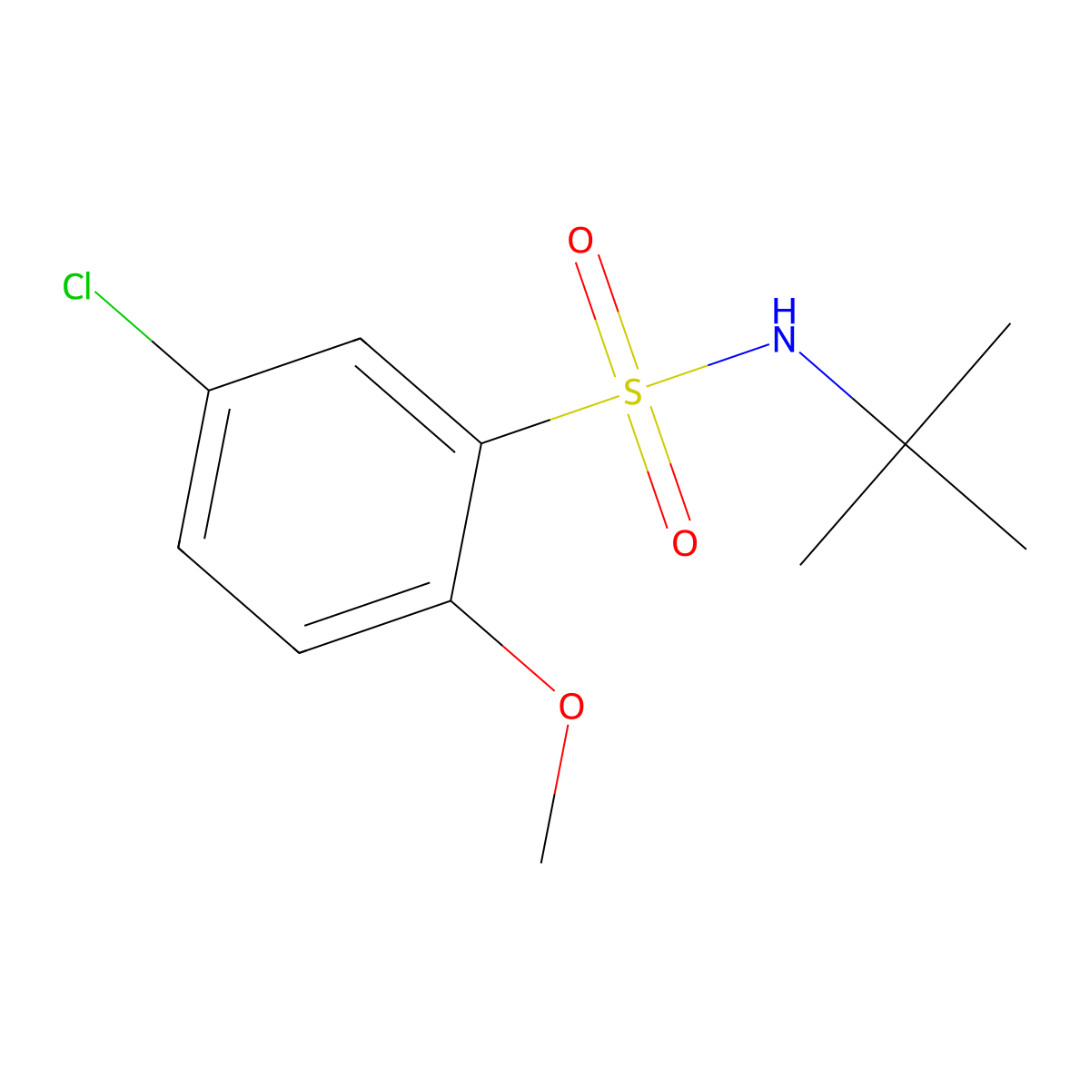 N-tert-butyl-5-chloro-2-methoxybenzenesulfonamide molecular structure, CAS 847239-27-4