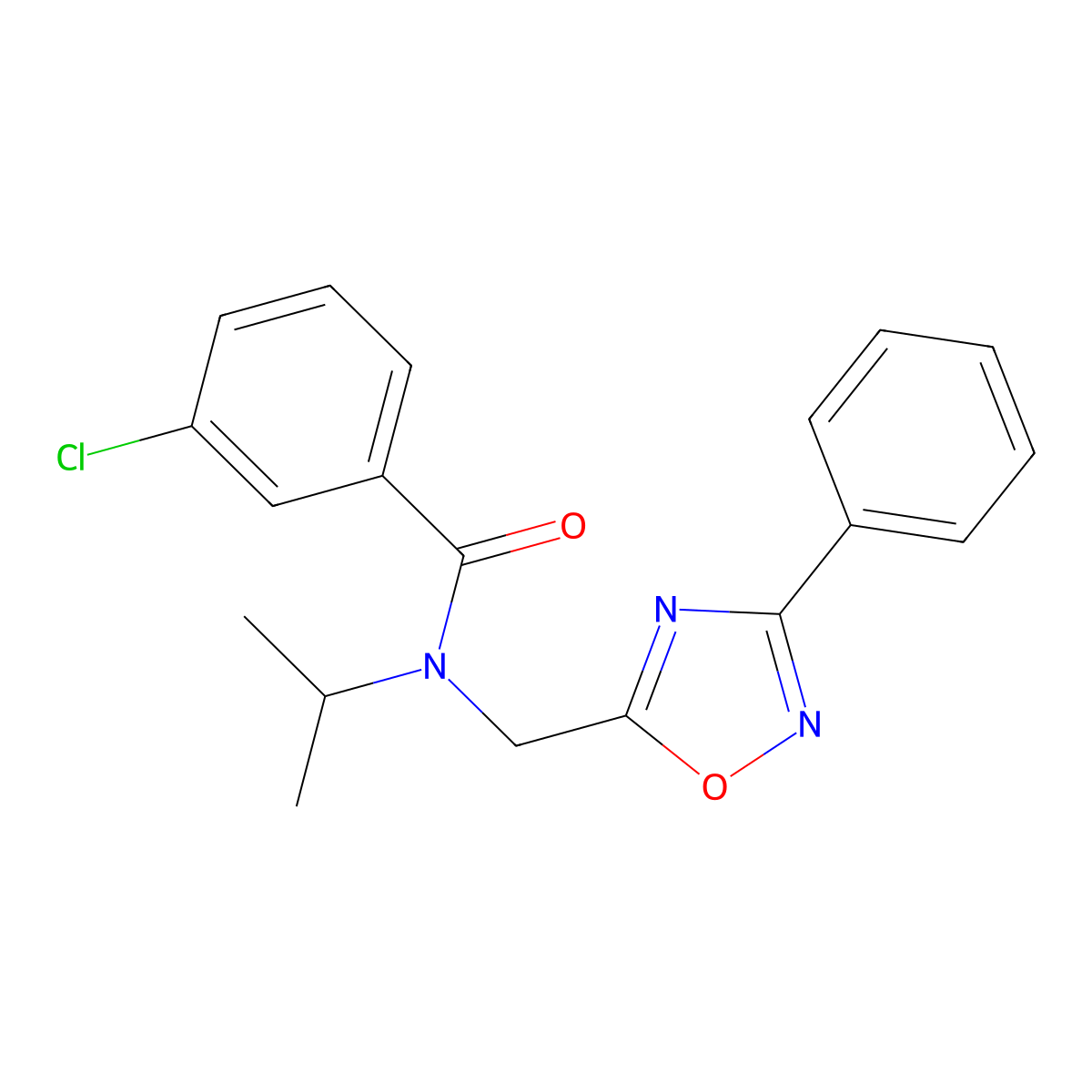 3-chloro-N-[(3-phenyl-1,2,4-oxadiazol-5-yl)methyl]-N-(propan-2-yl)benzamide molecular structure, CAS 847239-55-8