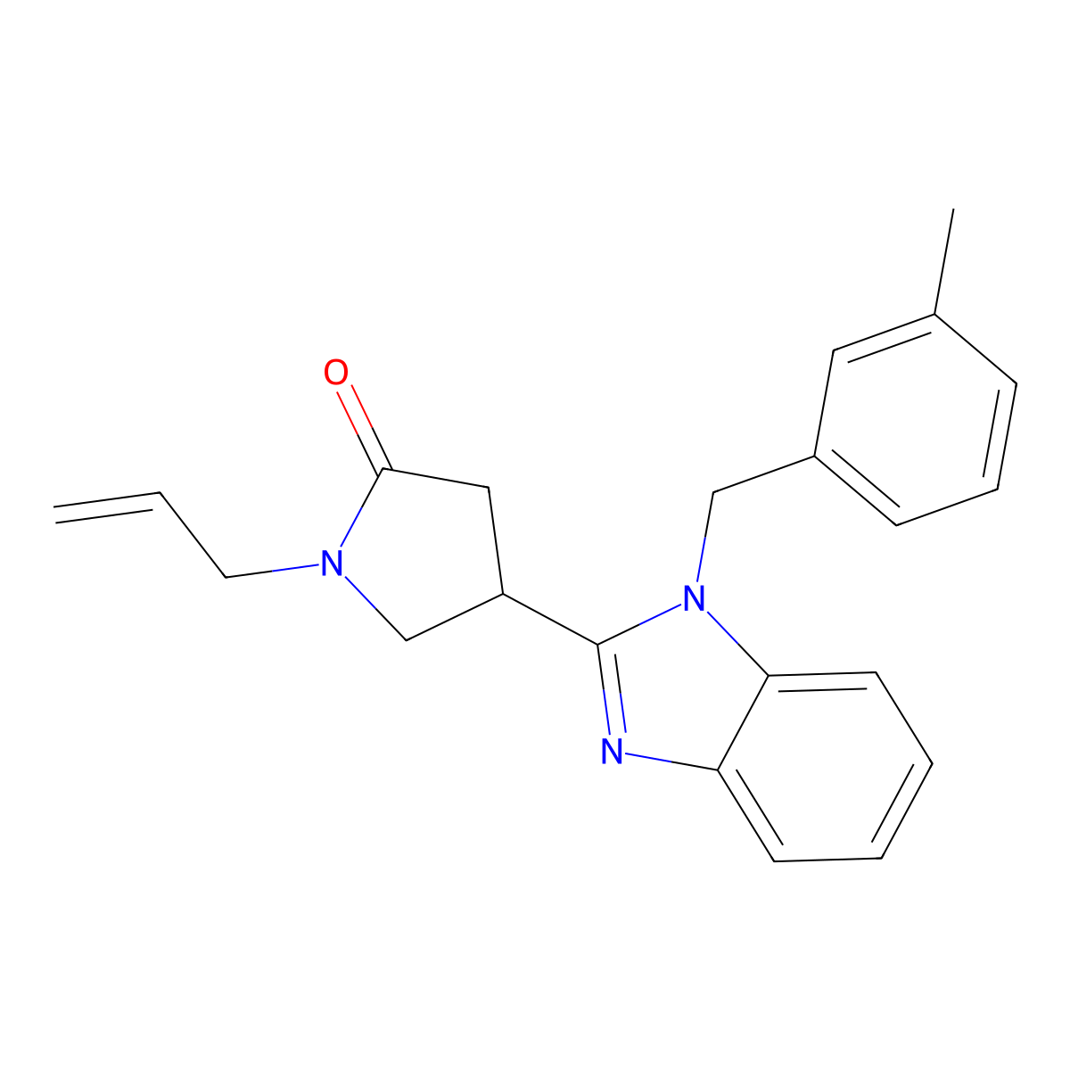 1-allyl-4-(1-(3-methylbenzyl)-1H-benzo[d]imidazol-2-yl)pyrrolidin-2-one molecular structure, CAS 847239-59-2