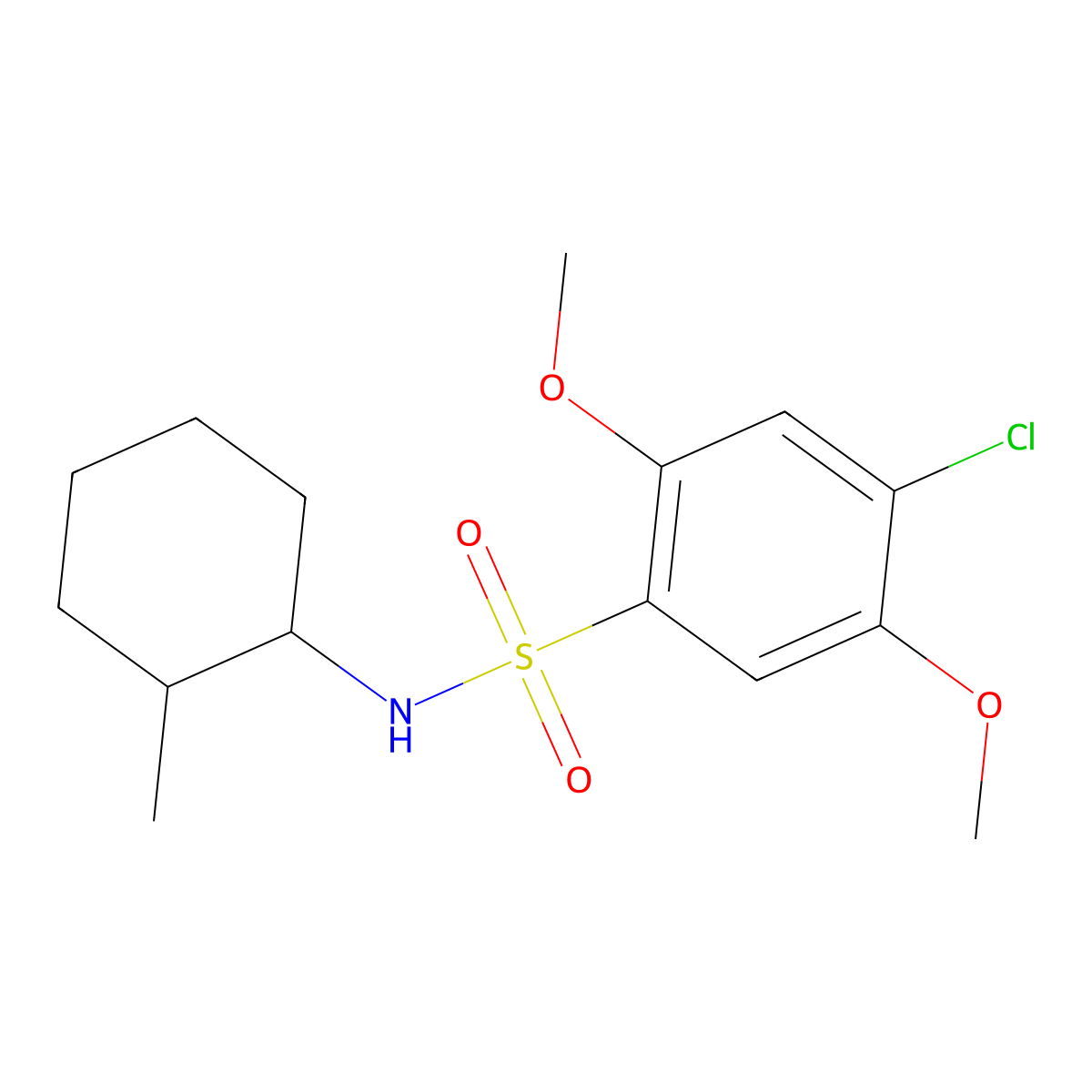4-chloro-2,5-dimethoxy-N-(2-methylcyclohexyl)benzenesulfonamide molecular structure, CAS 847239-69-4
