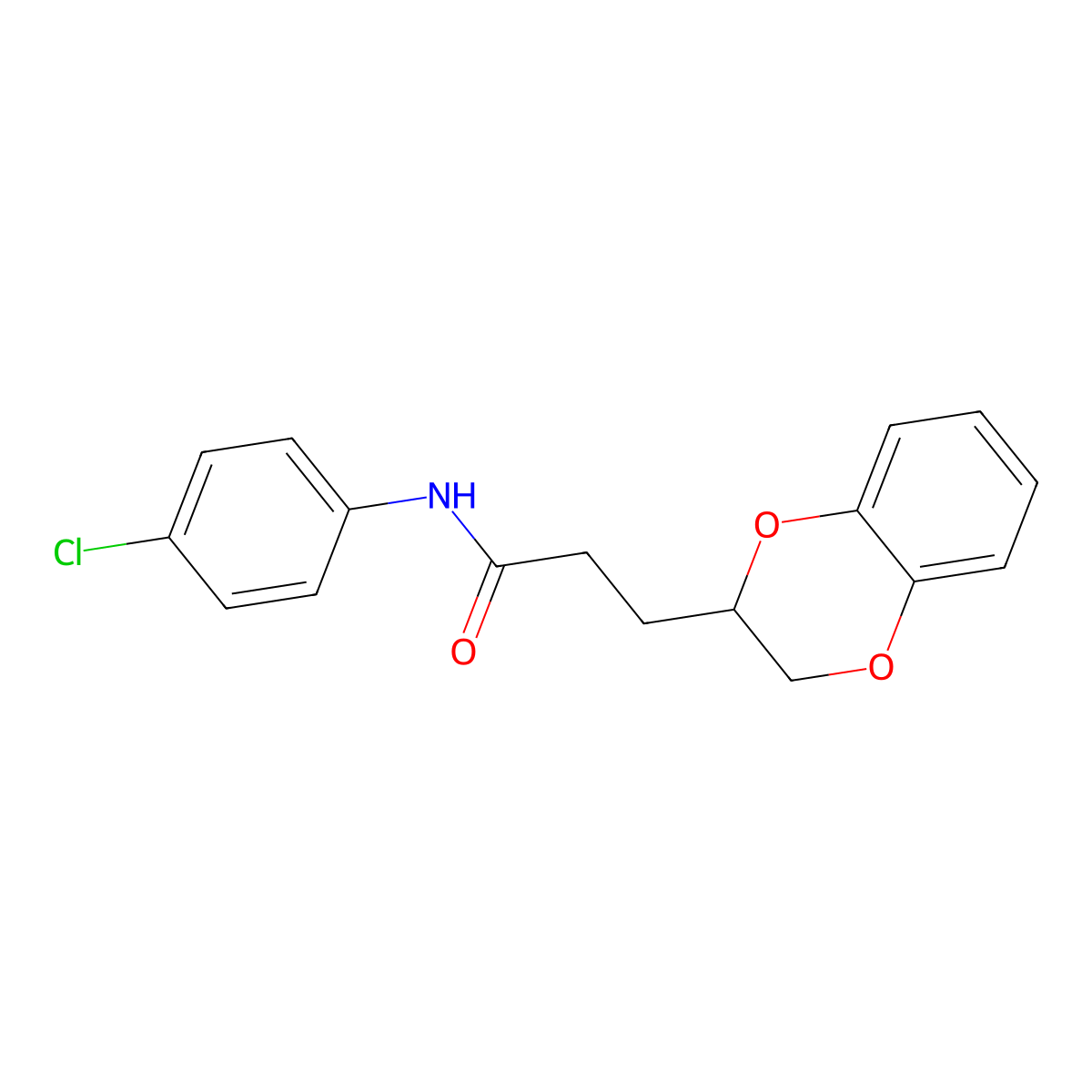 N-(4-chlorophenyl)-3-(2,3-dihydro-1,4-benzodioxin-2-yl)propanamide molecular structure, CAS 847239-72-9