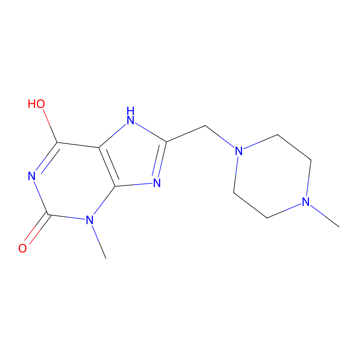 3-methyl-8-[(4-methylpiperazin-1-yl)methyl]-7H-purine-2,6-dione molecular structure, CAS 847239-76-3