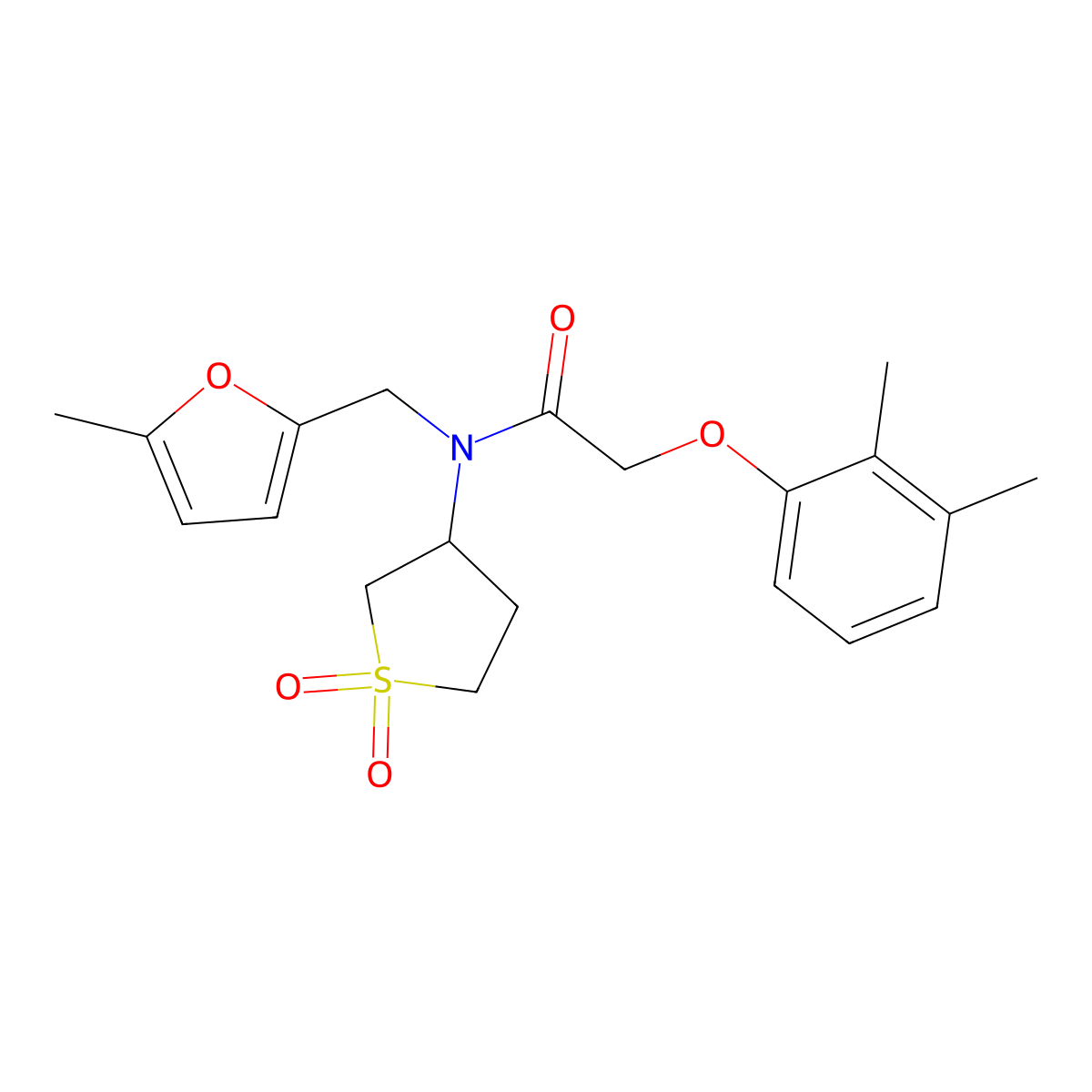 2-(2,3-dimethylphenoxy)-N-(1,1-dioxidotetrahydrothiophen-3-yl)-N-[(5-methylfuran-2-yl)methyl]acetamide molecular structure, CAS 847239-81-0
