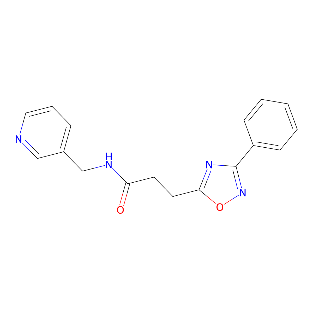 3-(3-phenyl-1,2,4-oxadiazol-5-yl)-N-(pyridin-3-ylmethyl)propanamide molecular structure, CAS 847239-82-1