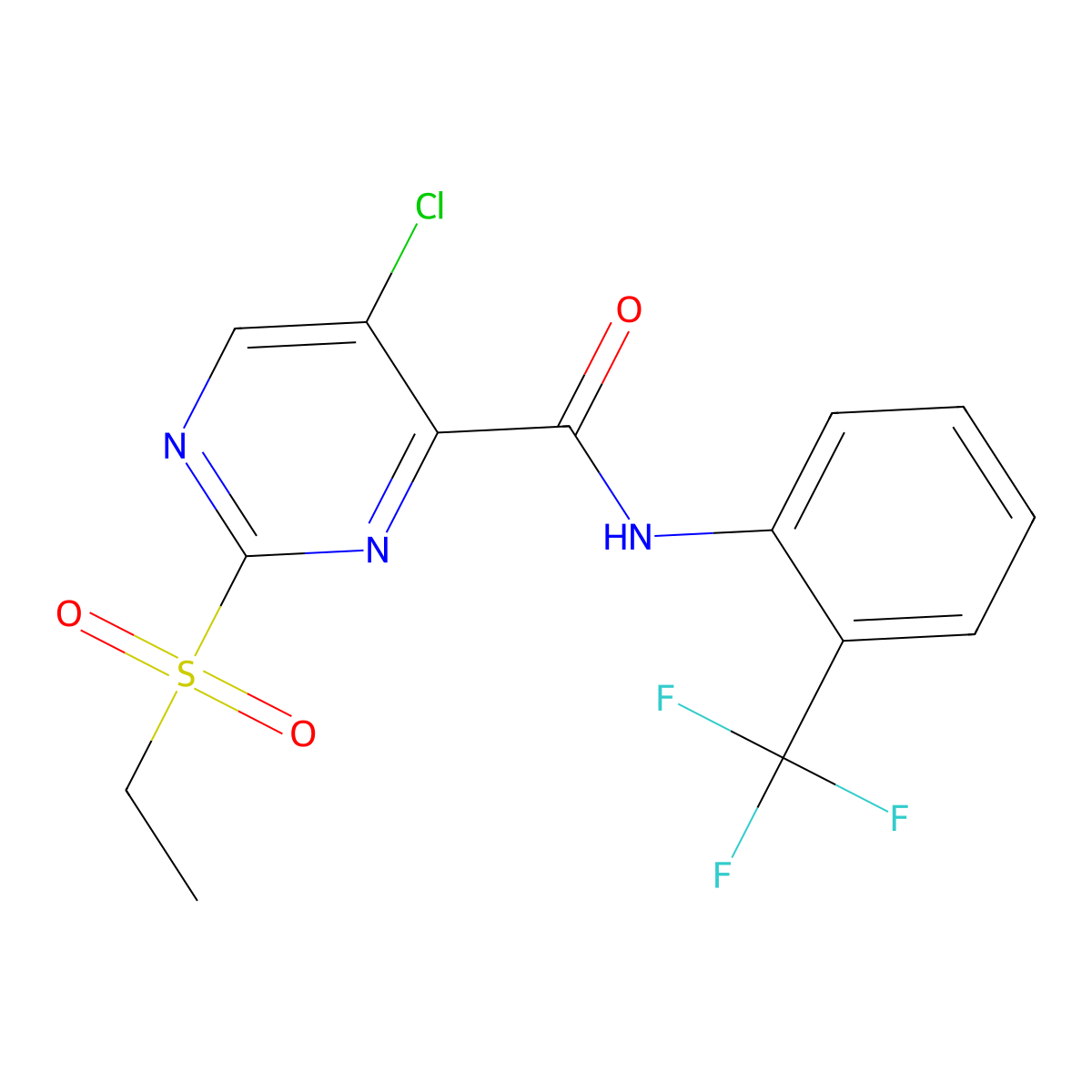 5-chloro-2-(ethylsulfonyl)-N-[2-(trifluoromethyl)phenyl]pyrimidine-4-carboxamide molecular structure, CAS 847239-91-2