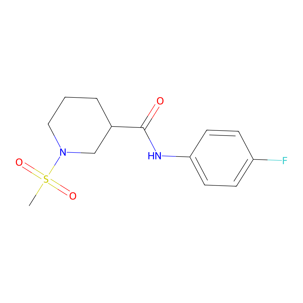 N-(4-fluorophenyl)-1-methylsulfonylpiperidine-3-carboxamide molecular structure, CAS 847239-99-0