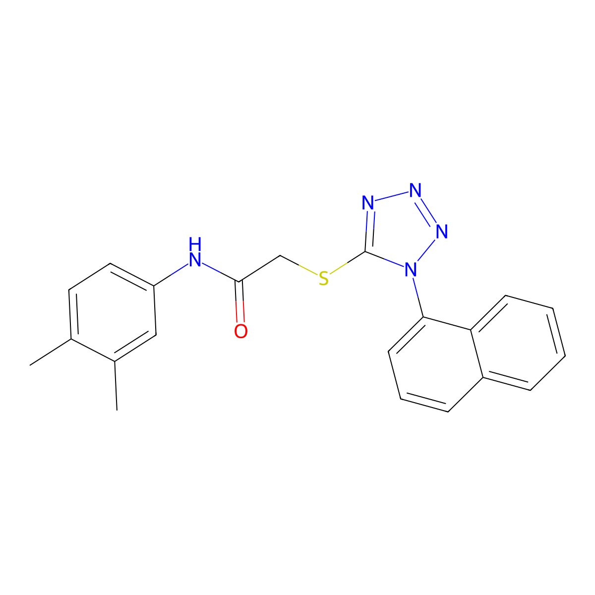 N-(3,4-dimethylphenyl)-2-(1-naphthalen-1-yltetrazol-5-yl)sulfanylacetamide molecular structure, CAS 847240-21-5