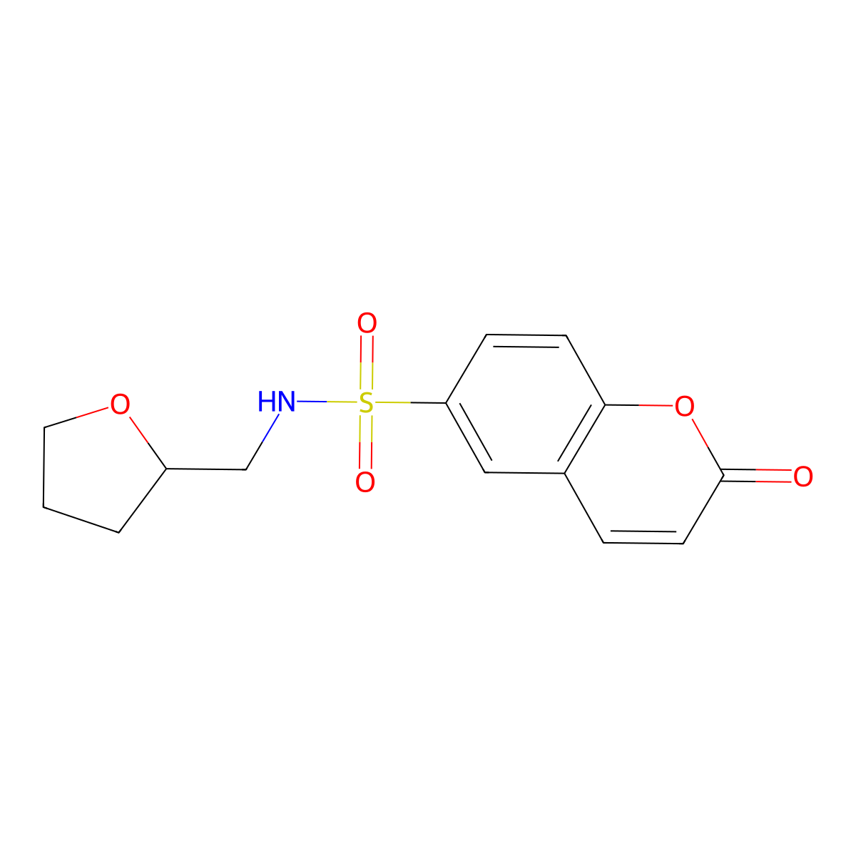 6-{[(Oxolan-2-ylmethyl)amino]sulfonyl}chromen-2-one molecular structure, CAS 847240-46-4
