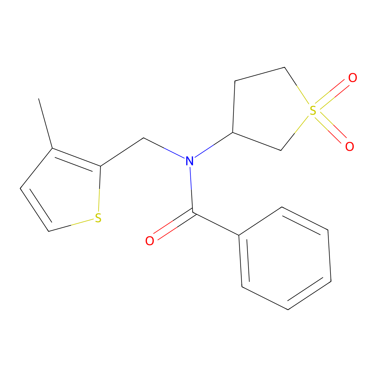 N-(1,1-dioxidotetrahydrothiophen-3-yl)-N-[(3-methylthiophen-2-yl)methyl]benzamide molecular structure, CAS 847240-49-7