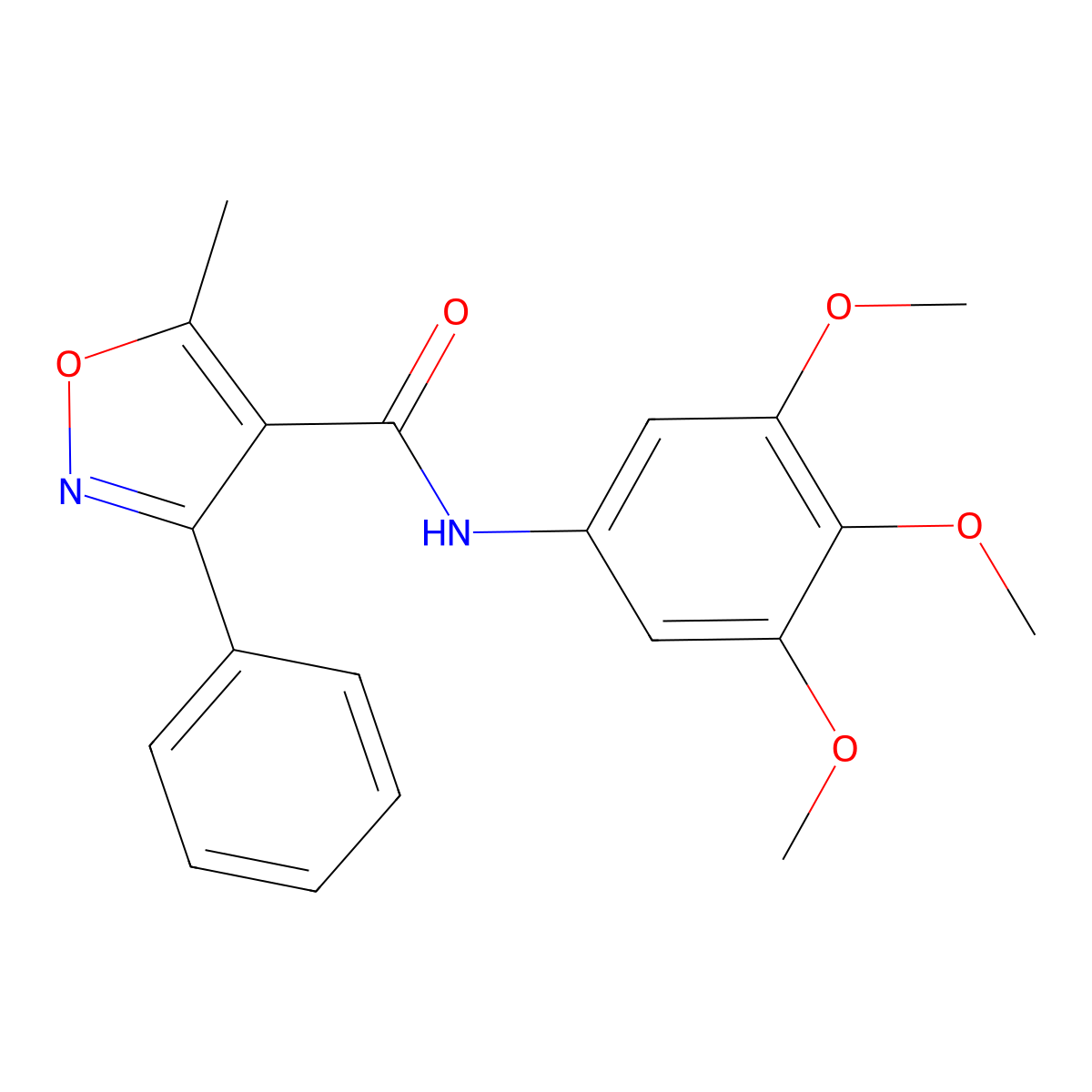 5-methyl-3-phenyl-N-(3,4,5-trimethoxyphenyl)-1,2-oxazole-4-carboxamide molecular structure, CAS 847240-64-6