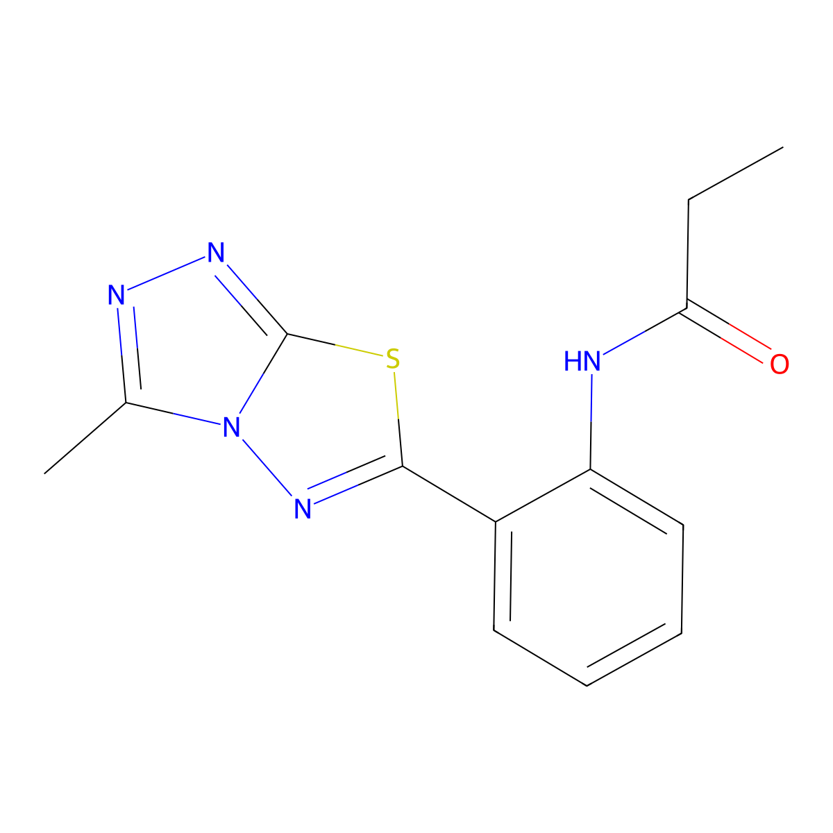 N-[2-(3-methyl[1,2,4]triazolo[3,4-b][1,3,4]thiadiazol-6-yl)phenyl]propanamide molecular structure, CAS 847240-65-7