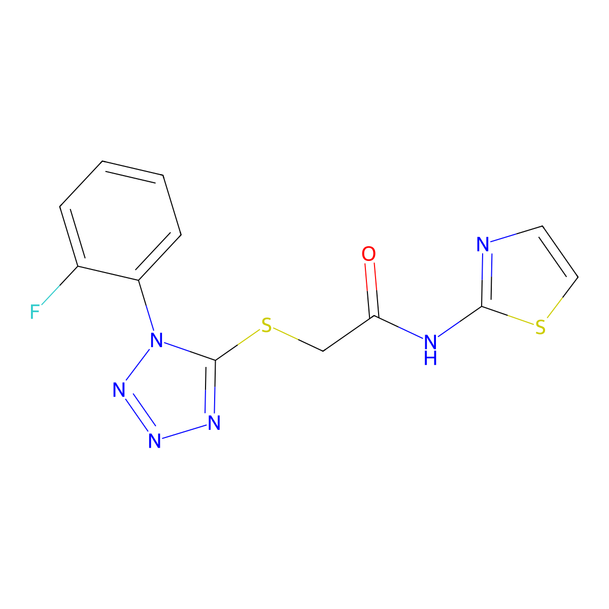 2-[1-(2-fluorophenyl)tetrazol-5-yl]sulfanyl-N-(1,3-thiazol-2-yl)acetamide molecular structure, CAS 847240-66-8