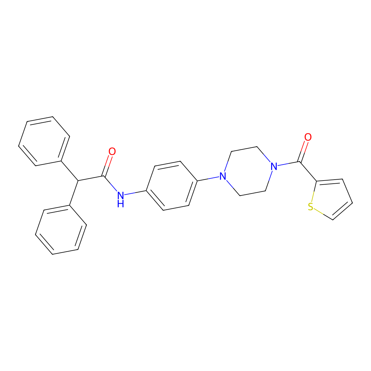 2,2-diphenyl-N-[4-[4-(thiophene-2-carbonyl)piperazin-1-yl]phenyl]acetamide molecular structure, CAS 847240-71-5