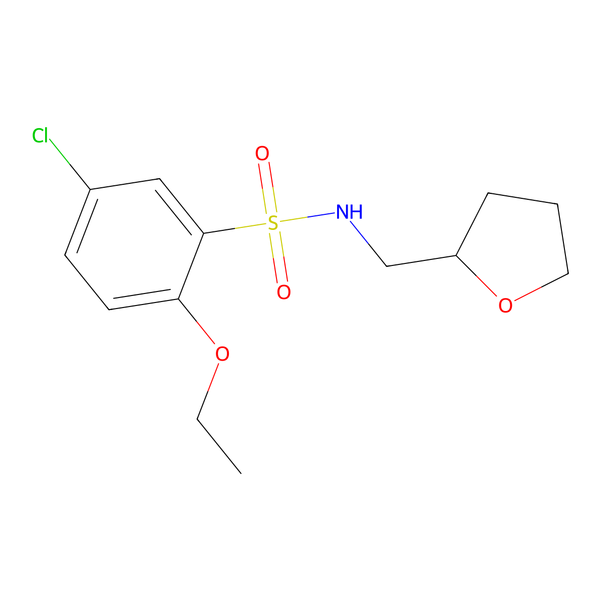 5-chloro-2-ethoxy-N-(oxolan-2-ylmethyl)benzenesulfonamide molecular structure, CAS 847240-83-9