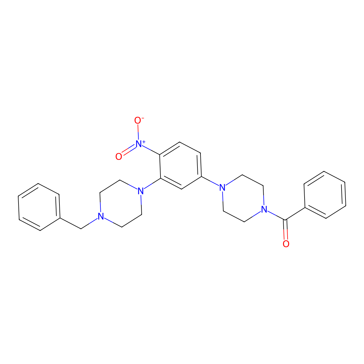 [4-[3-(4-Benzylpiperazin-1-yl)-4-nitrophenyl]piperazin-1-yl]-phenylmethanone molecular structure, CAS 847240-91-9