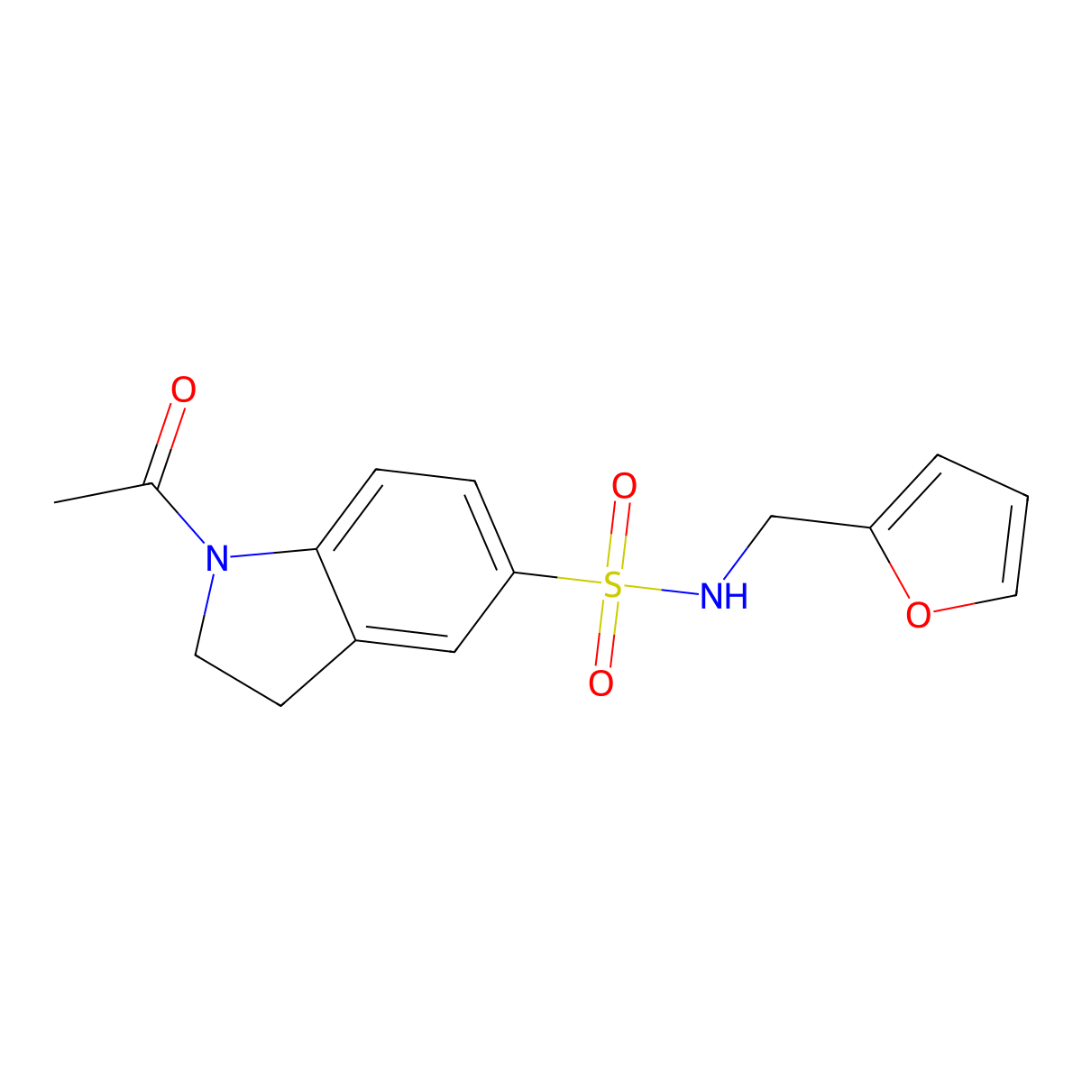 1-acetyl-N-(2-furylmethyl)-5-indolinesulfonamide molecular structure, CAS 847240-95-3